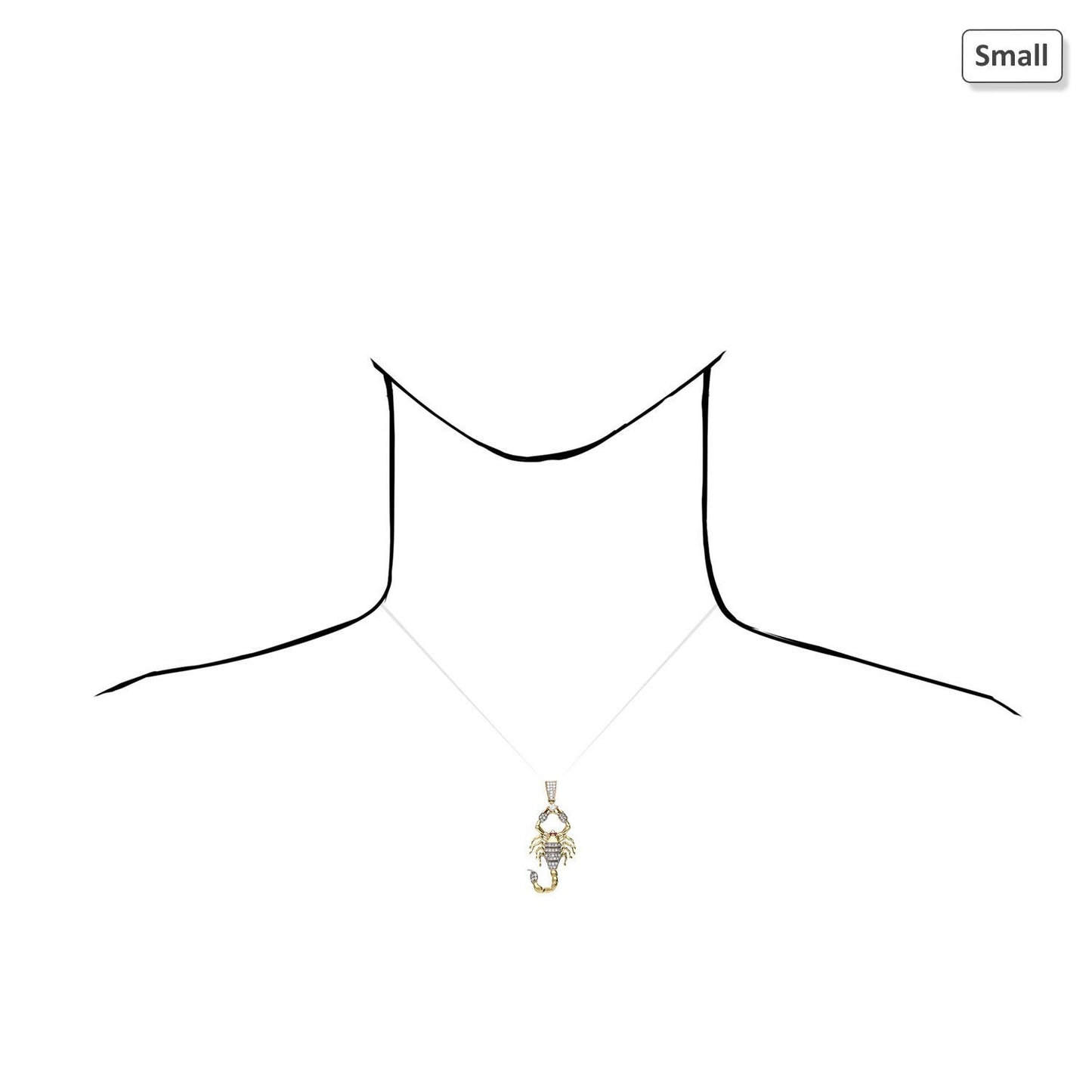 10K Yellow Gold CZ Pave Scorpio Charm Pendant 2"-3"