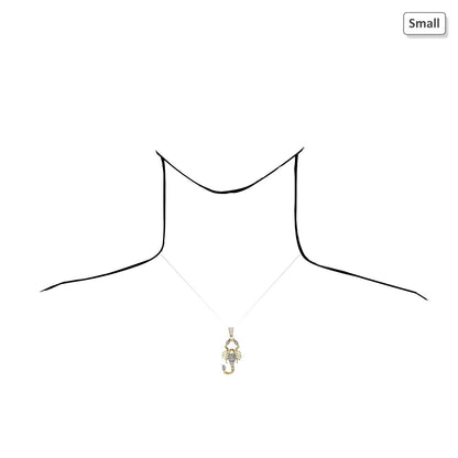 10K Yellow Gold CZ Pave Scorpio Charm Pendant 2"-3"