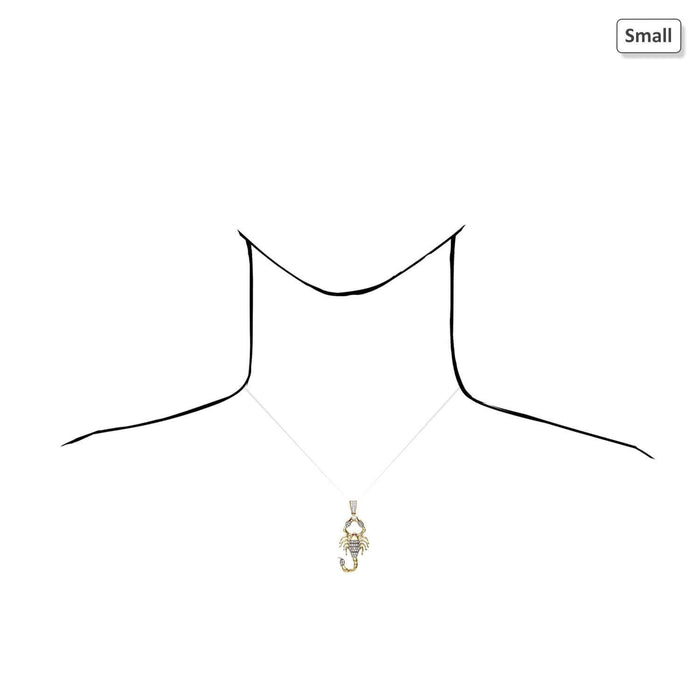 10K Yellow Gold CZ Pave Scorpio Pendant 2"-3"
