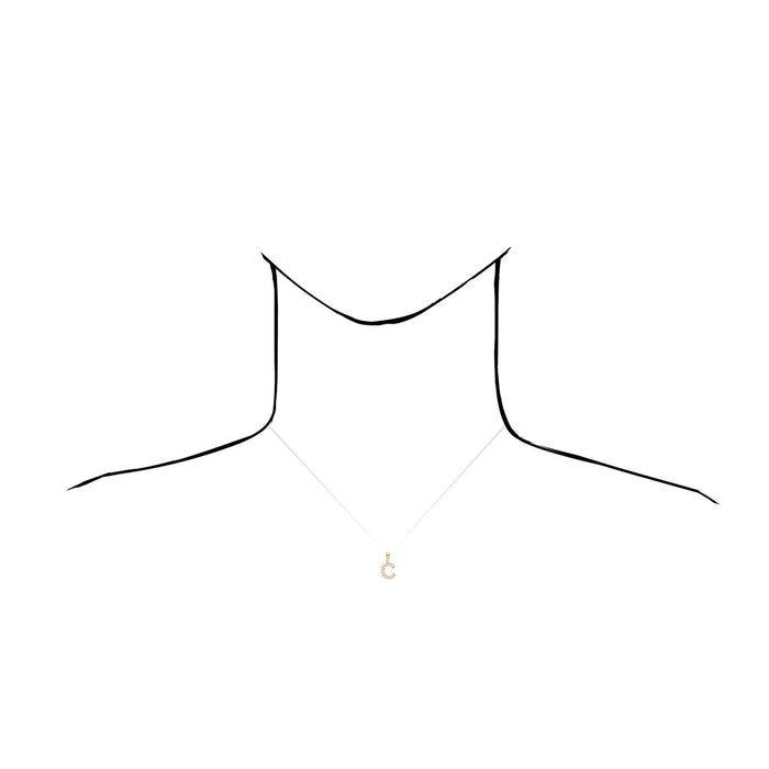 10K Yellow Gold CZ Initial Alphabet Letter Pendant 0.65"