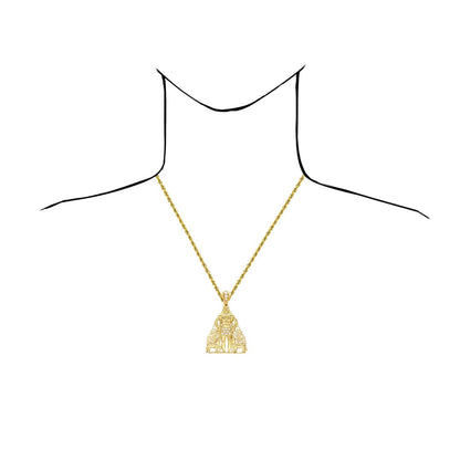 14K Real Gold CZ Religious Saint Lazaro Charm Pendant 2"-2.7"