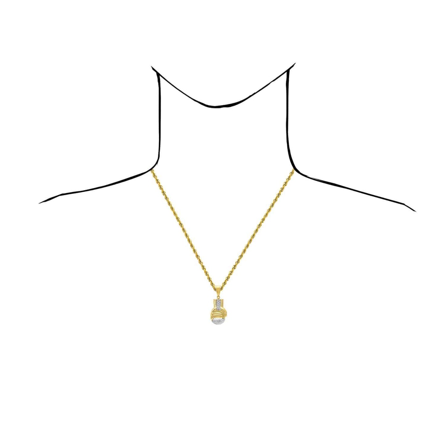 10K Yellow Gold Boxing Gloves Charm Pendant 1.5"-1.8"