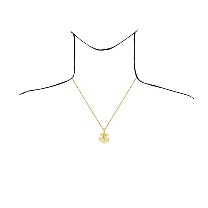 14K Yellow Gold Helm Jesus Christ Cross Anchor Pendant 1" - 1.5" - WJD Exclusives