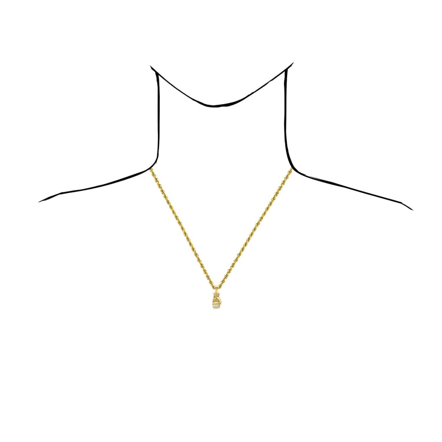 10K Yellow Gold Boxing Gloves Charm Pendant 1.5"-1.8"