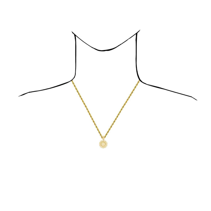 14K Yellow Gold CZ Cluster Sunflower Pendant 1.2"-1.6"
