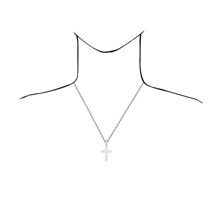 14k Yellow White Gold Over Silver White Zirconia Cross Pendant 1.97"