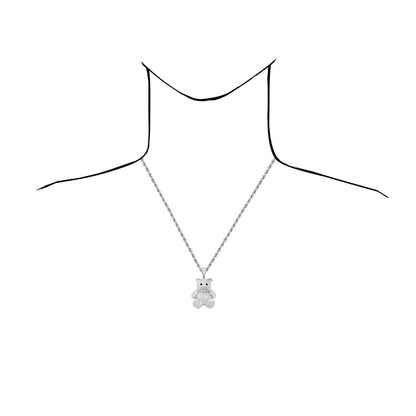 14K Gold Over Sterling Silver Pave CZ Teddy Bear Pendant 1.97"