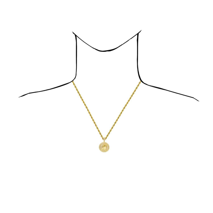 14k Gold Over Silver CZ Praying Hands Medallion Pendant 1.38"