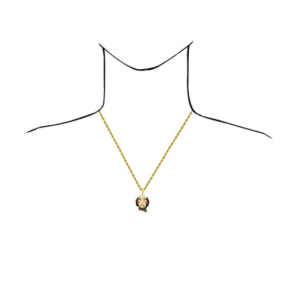 14K Yellow Gold CZ Pave SAW Jigsaw Mask Charm Pendant 1.7"