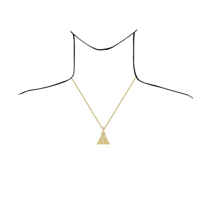 10K Yellow Gold CZ Egyptian Ankh Pyramid Pendant 1.7"