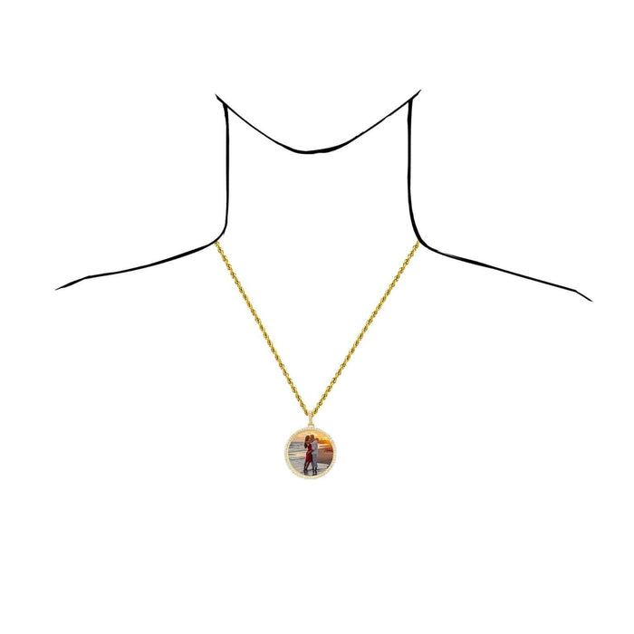 3.35CTW Natural Diamond 14K Gold Round Picture Memory Medallion Pendant 2.2" - WJD Exclusives
