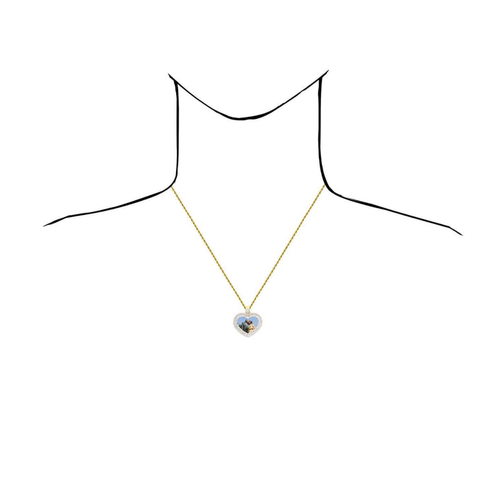 1.94CTW Natural Diamond 10K Yellow Gold Heart Picture Memory Pendant 1.3" - WJD Exclusives