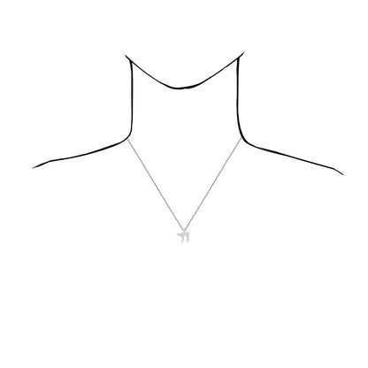 14k White Gold Over Silver CZ Pave Chai Pendant 0.80" & 1.20"