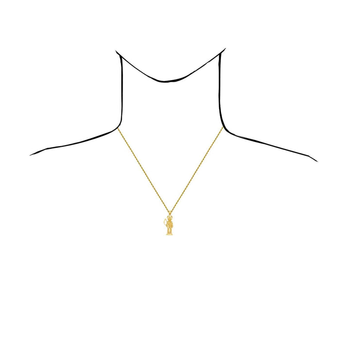 14K Real Yellow Gold Santa Muerte Grim Reaper Death Pendant 1.4"