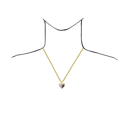 10K Yellow Gold CZ Memory Picture Heart Pendant 1.1"-1.6"