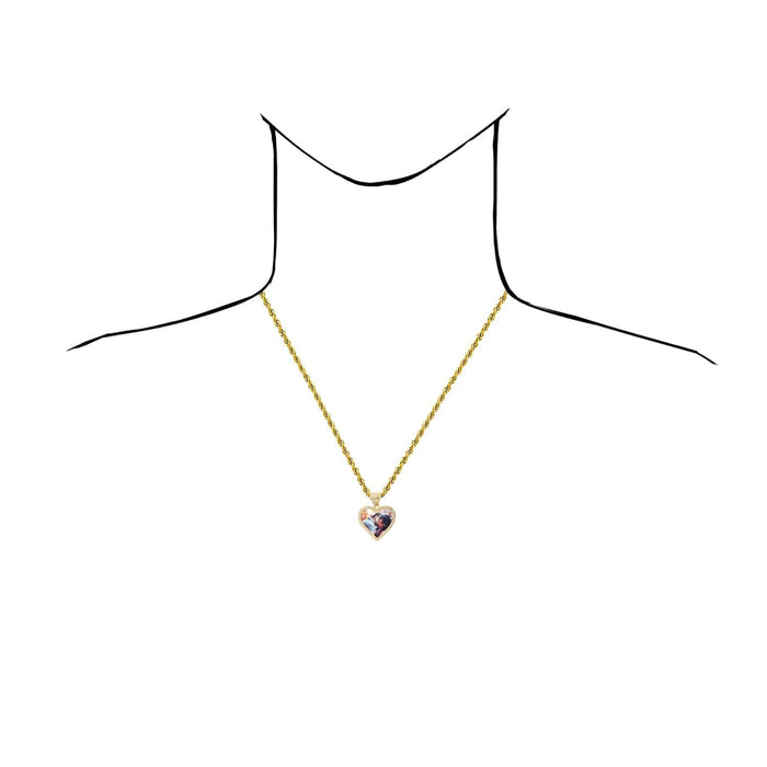10K Yellow Gold CZ Memory Picture Heart Pendant 1.1" - 1.6" - WJD Exclusives