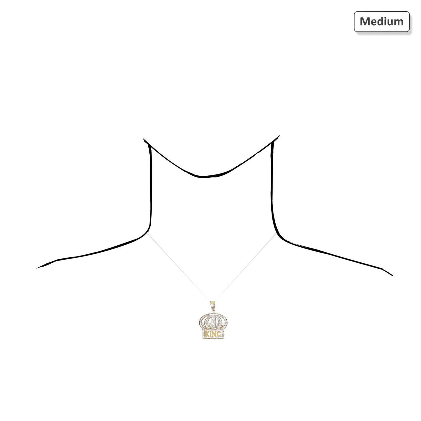 10K Yellow Gold Micro Pave Set CZ King Crown Pendant