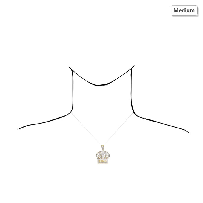 10K Yellow Gold Micro Pave Set CZ King Crown Pendant