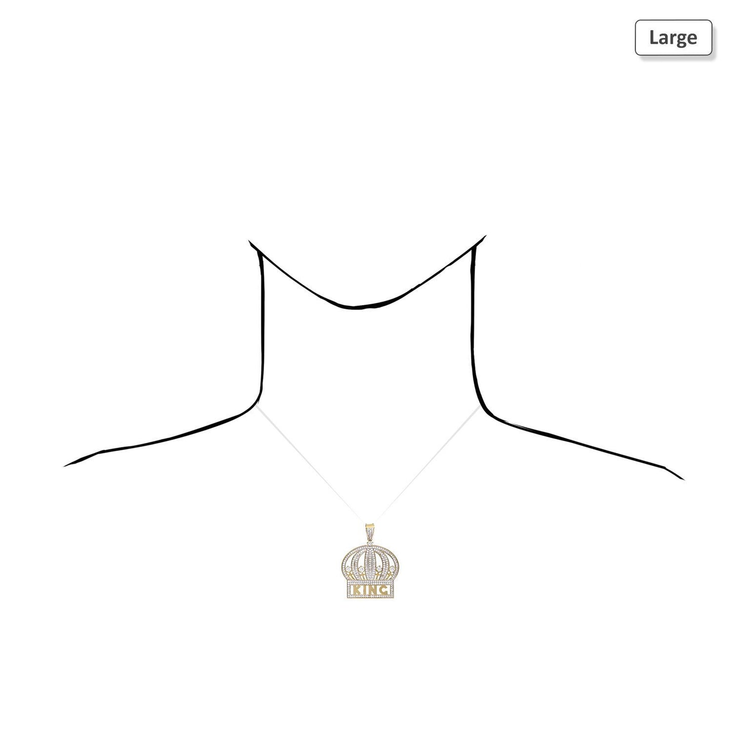 10K Yellow Gold Micro Pave Set CZ King Crown Pendant