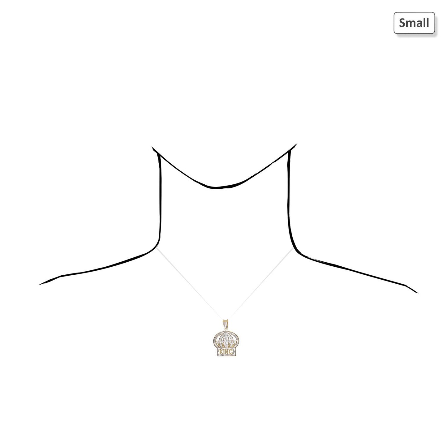 10K Yellow Gold Micro Pave Set CZ King Crown Pendant