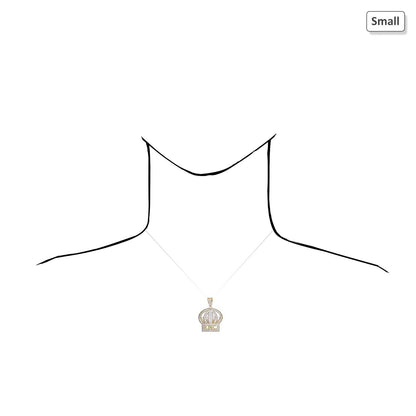 10K Yellow Gold Micro Pave Set CZ King Crown Pendant