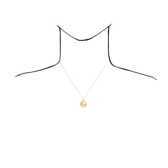10K Yellow Gold CZ Puerto Rico Palm Tree Medallion Disk Pendant