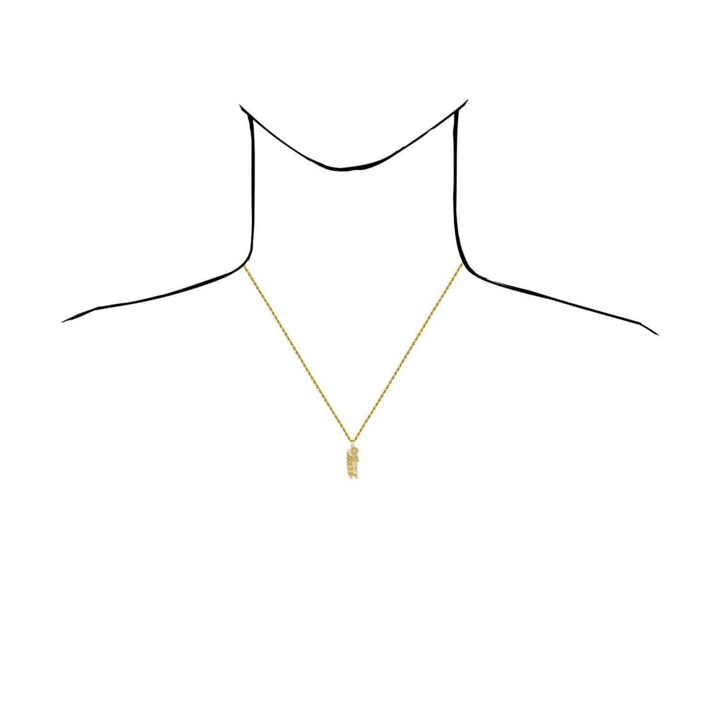 10k Gold Yellow San Judas Diamond-Cut Pendant 1"-1.4"