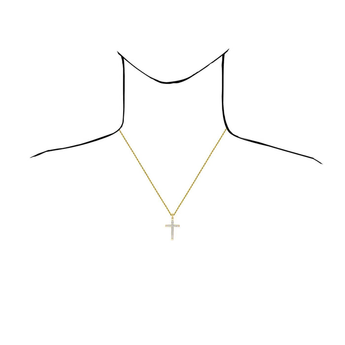 Natural Diamond 14K Yellow Gold Pave Cross Pendant 1"-1.6"