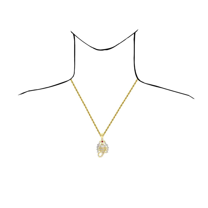10K Yellow White Gold Two-Tone Diamond-Cut Ruby Scorpio Zodiac Pendant