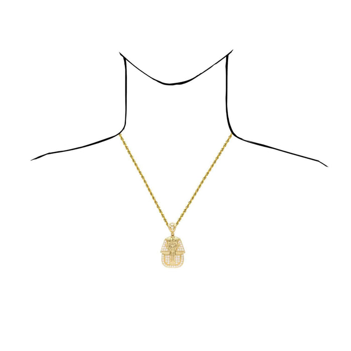 10K Yellow Gold CZ Pharaoh Pendant 1.77"-2.56"