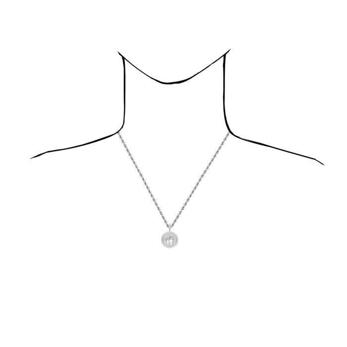 14k Gold Over Silver CZ Praying Hands Medallion Pendant 1.38"