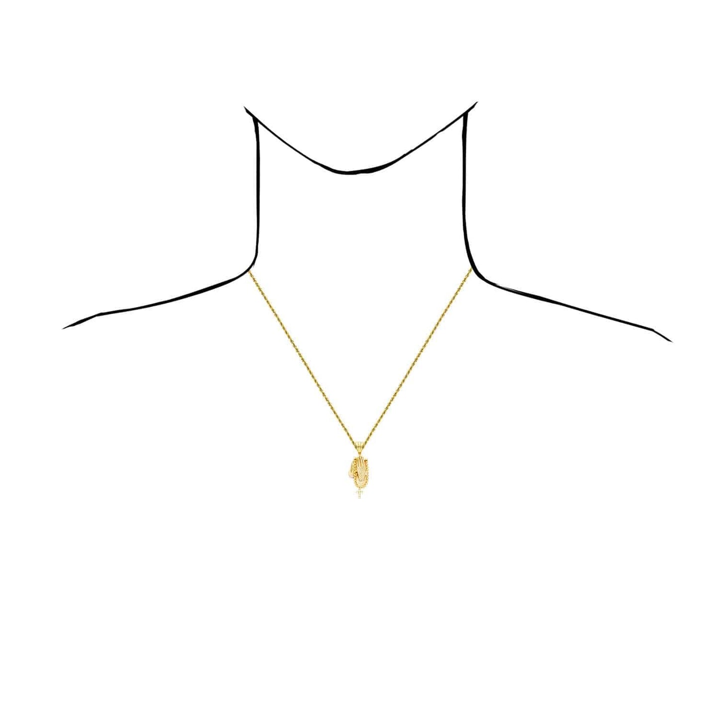 14k Gold Over Sterling Silver CZ Praying Hand Cross Pendant 1.57"