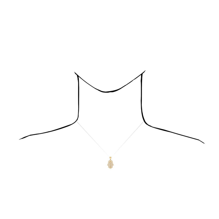 14K White Gold Rose 4CTW CZ Hamsa Evil Eye Pendant 1.1”