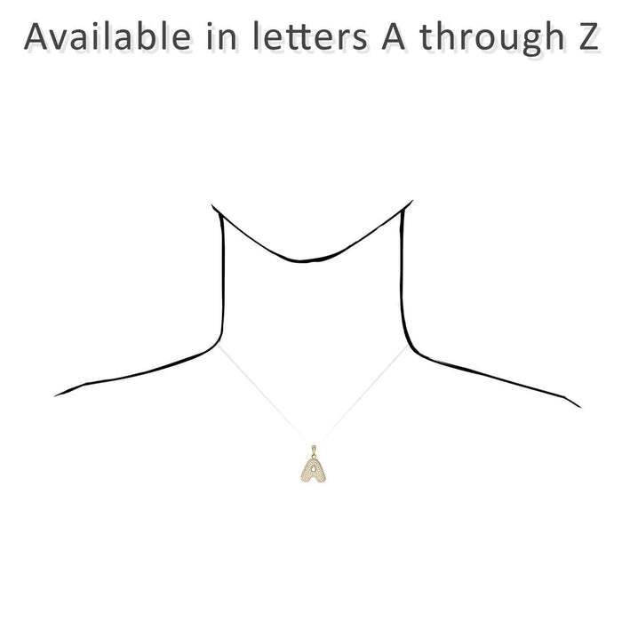 10k Yellow Gold Micro Pave Set CZ Bubble Large Initial Pendant A-Z