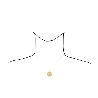 14k Gold CZ Cut Virgin Guadalupe Medallion Pendant 1.26"