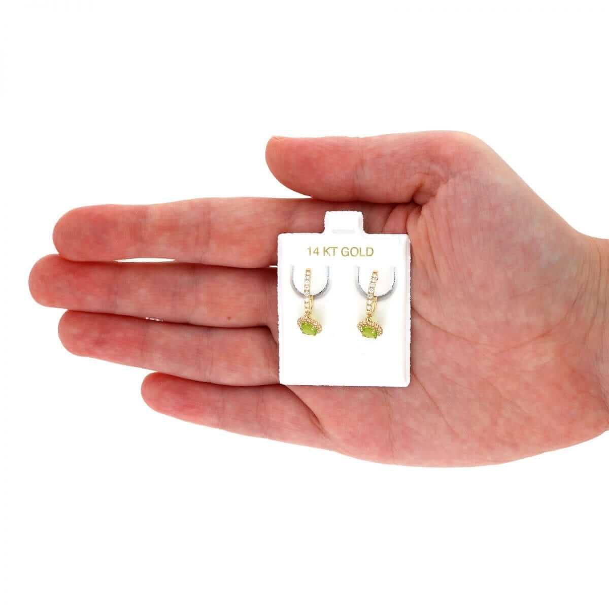 14k Yellow Gold White Gold Round Birthstone Diamond Halo Earrings 1"