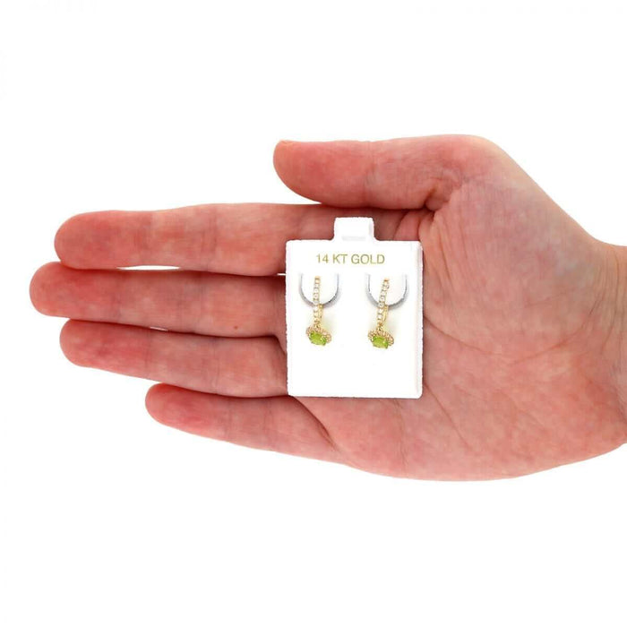 14k Yellow Gold White Gold Round Birthstone Diamond Halo Earrings 1"