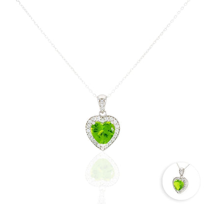 14k Yellow Gold White Gold Solitaire Birthstone Halo Heart Pendant 0.6"