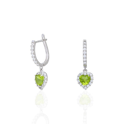 14k Yellow Gold White Gold Heart Birthstone Diamond Halo  Earrings 1"