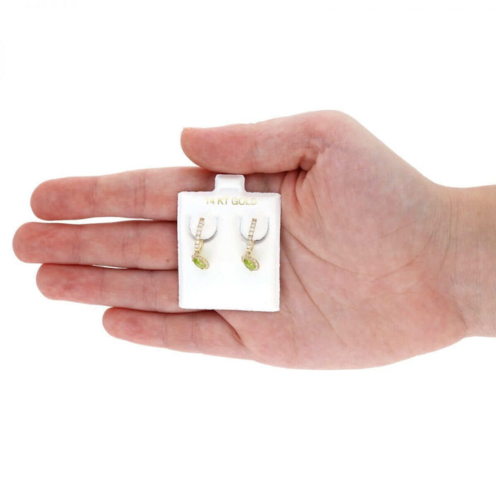 14k Yellow Gold White Gold Heart Birthstone Diamond Halo Earrings 1"