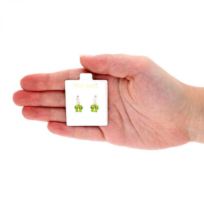 14K Yellow Gold CZ Birthstone Butterfly Earrings 15mm