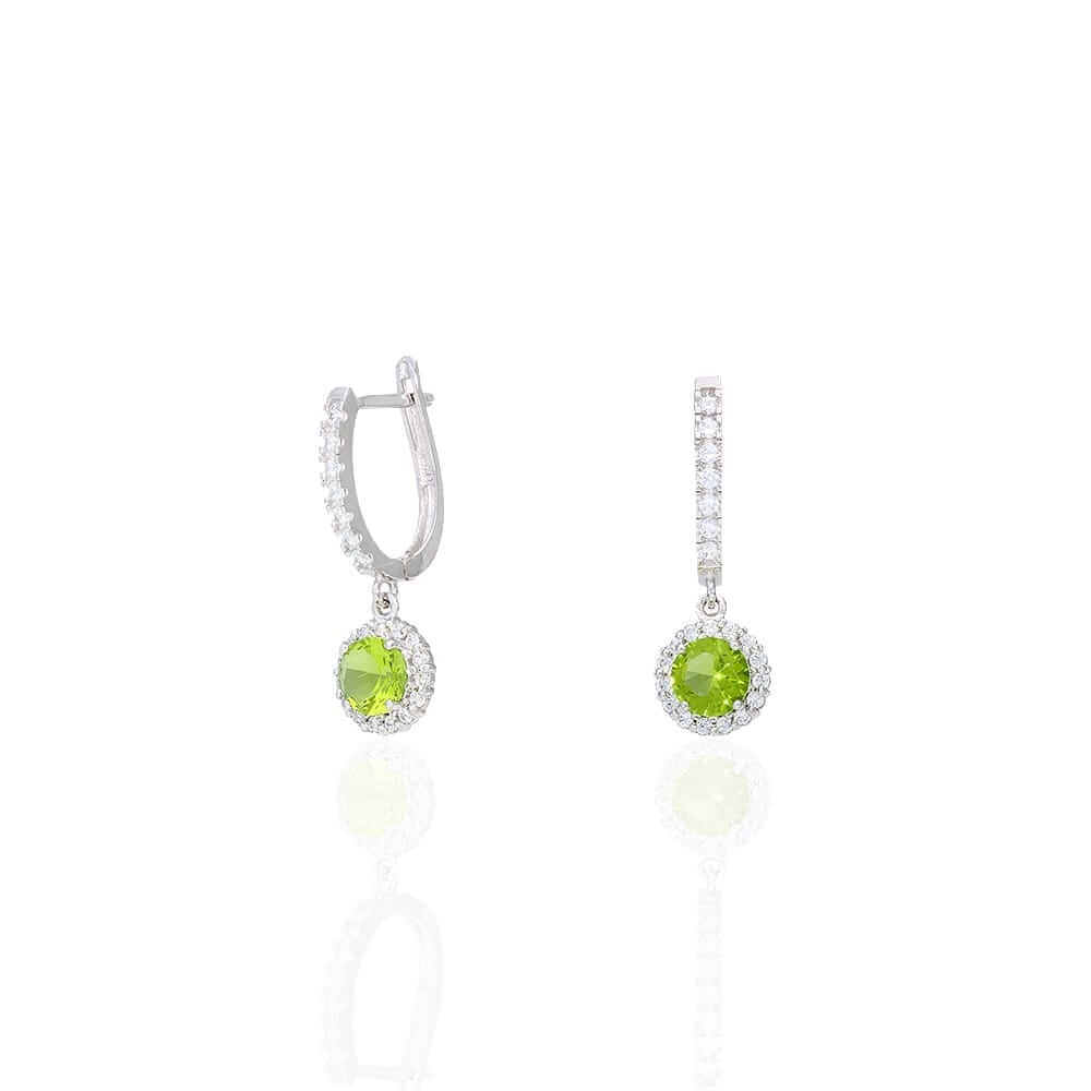14K Yellow Gold White Gold Round Birthstone Diamond Halo Earrings 1"