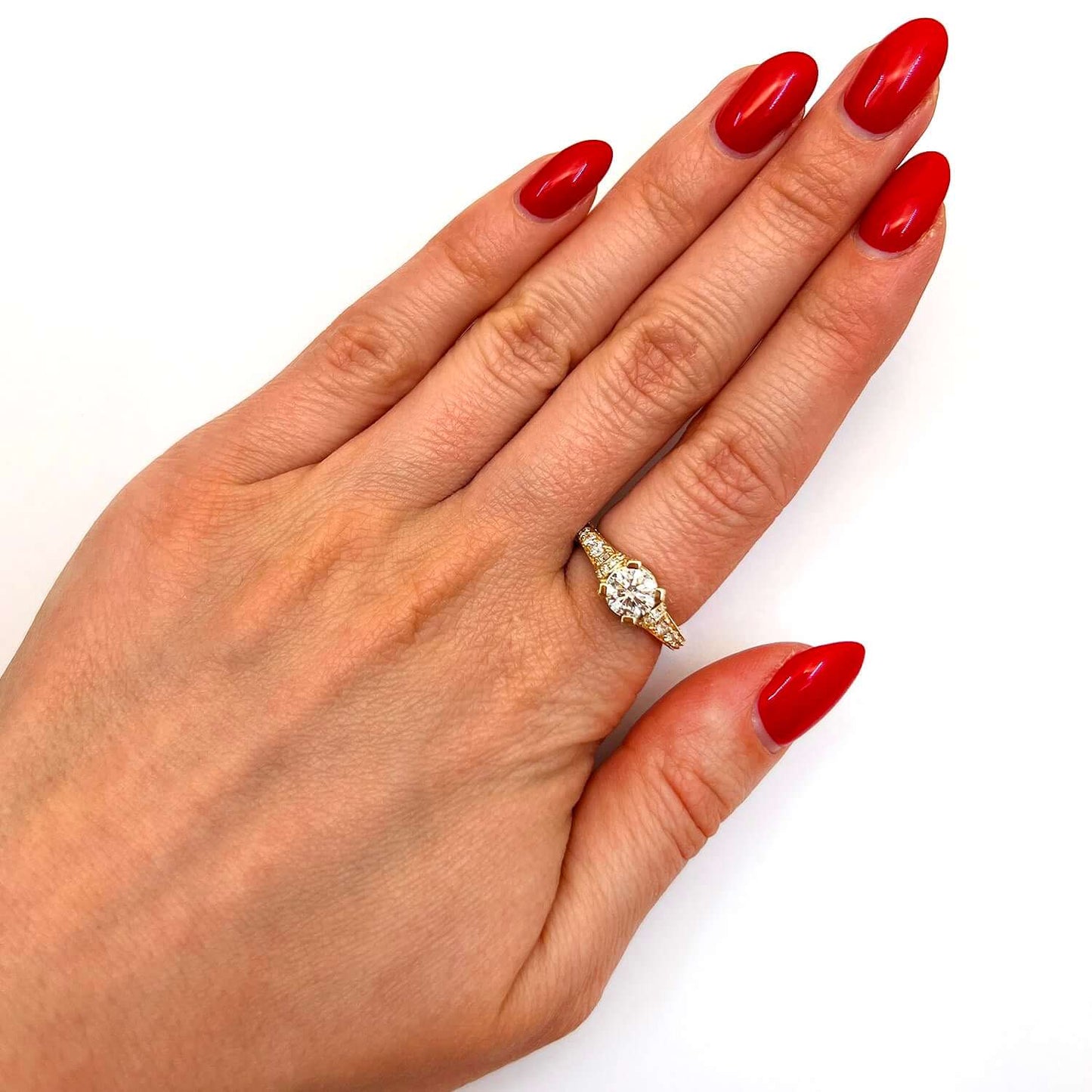 2.04CTW Lab-Grown Diamond 18K Yellow Gold Engagement Ring