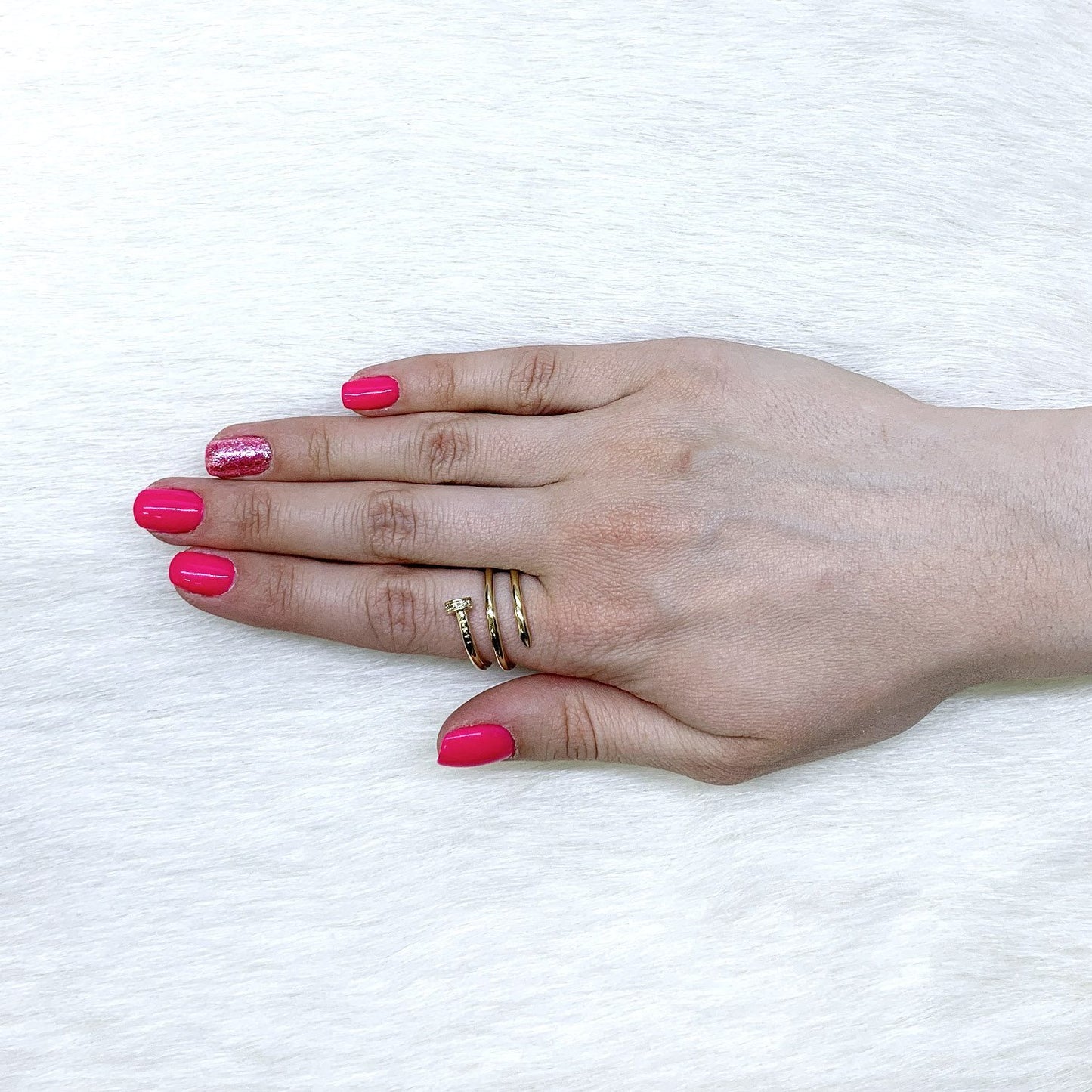 0.2CTW CZ 14K Yellow Gold Pave Spiral Nail Ring Band