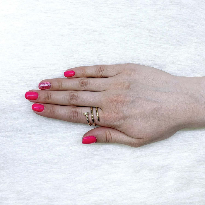 0.2CTW CZ 14K Yellow Gold Pave Spiral Nail Ring Band
