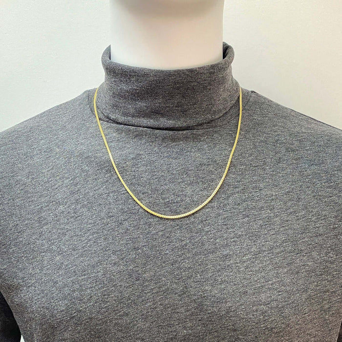14K Yellow Gold Over Silver 1.8mm Franco Chain (Solid Links) 16"-30"