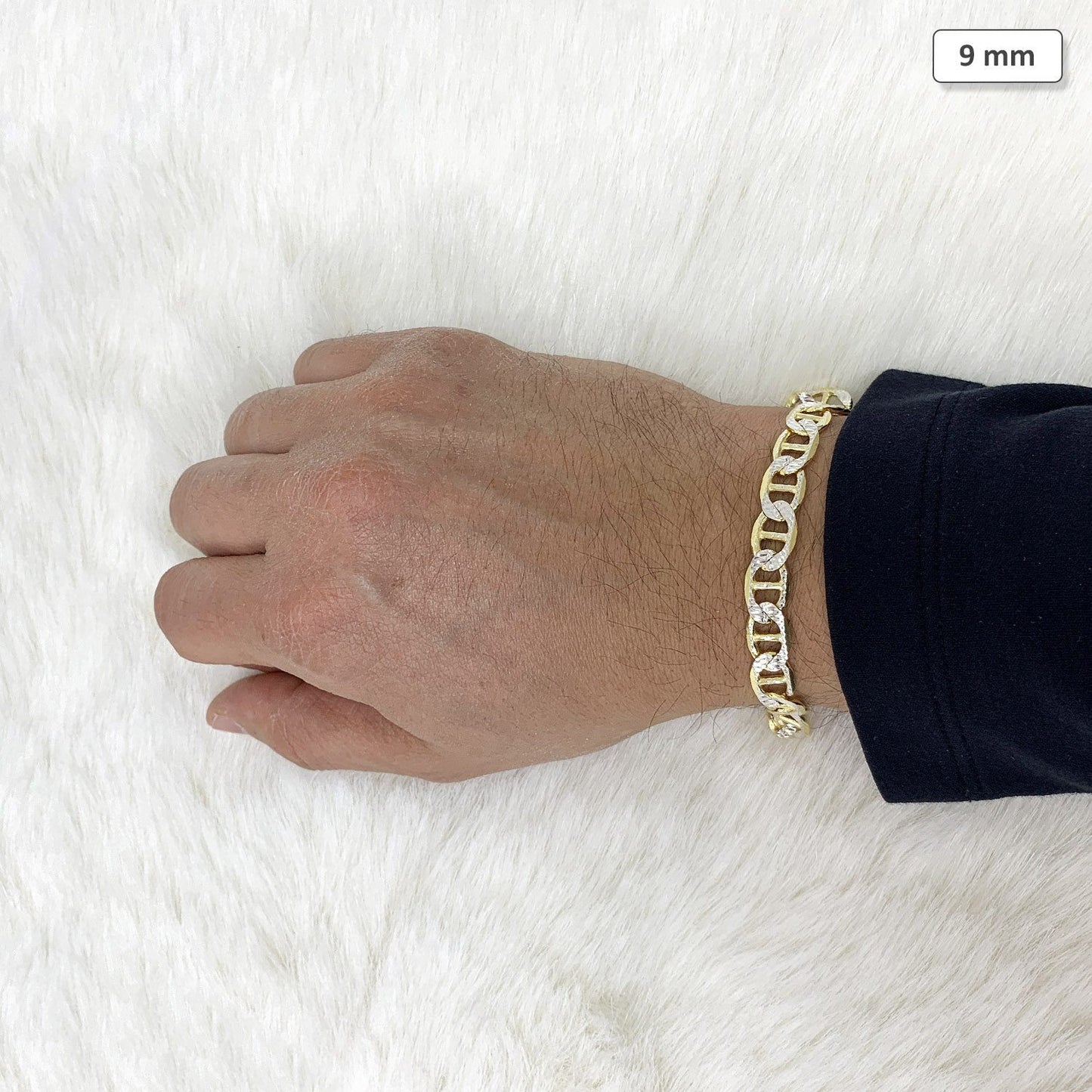 14K Yellow Gold Over Silver Diamond Cut Pave Mariner Anchor Bracelet 8.5"