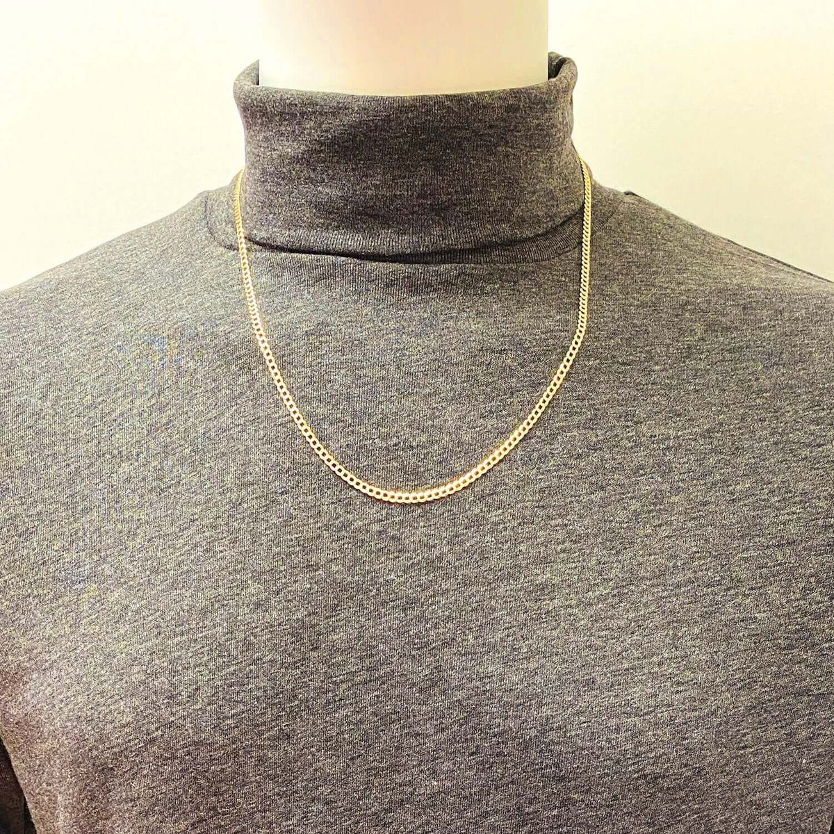 14K Yellow Gold 3mm Diamond-Cut Pave Cuban Chain (Solid Links) 16"-24"