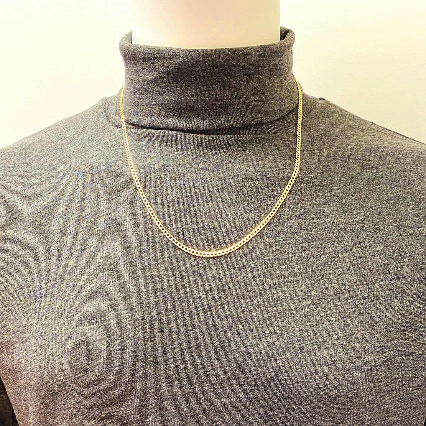 Kid's Solid 14K Yellow Gold 3mm Diamond Cut Pave Cuban  Chain 16"-20"
