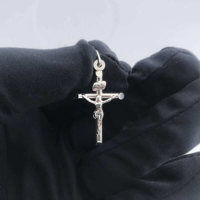14K White Gold Blessed Jesus Crucifix Religious Cross Pendant 1.5"